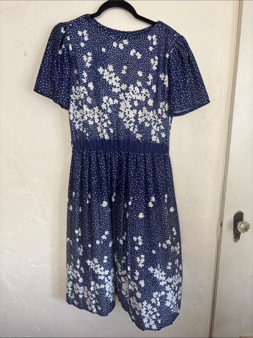 Vintage Navy Floral Border Midi Skirt